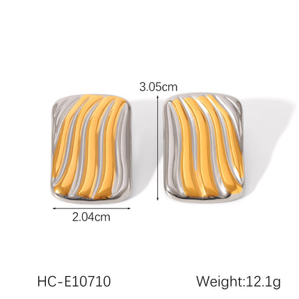 European and American design sense stainless steel earrings gold and silver color matching smooth geometric texture earrings sun five-pointed star earrings for women
