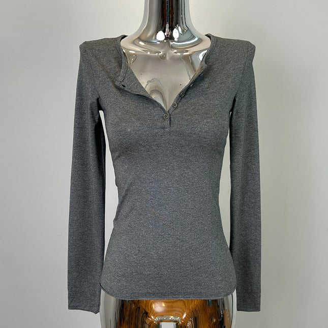 South Korea Dongdaemun New Sexy Figure ~ Temperament Feminine Half Open Collar Tight Base T-shirt hc