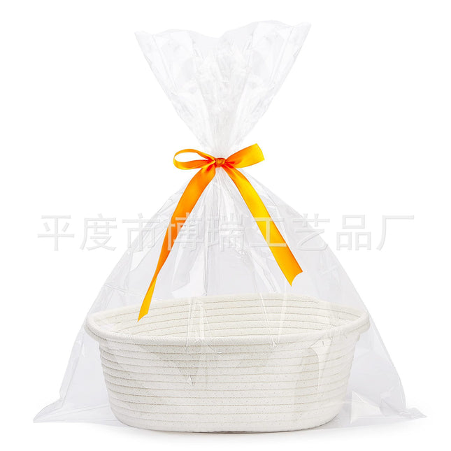 Modern Simple Style Storage Basket Cotton Rope Woven Snack Clothing Portable Storage Basket Oval Storage Basket Gift Basket