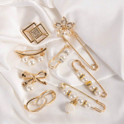 Imitation Pearl Pin suit Pants Waist Tight Artifact Pin Fixed Clothes Waist Change Small Artifact Anti-running Light Accessories