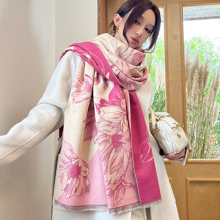 New elegant light luxury jacquard cashmere scarf women's high-grade artistic autumn and winter warm scarf thickened shawl