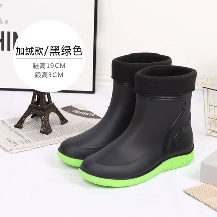 [Daifa] Men's Short and Medium Rain Shoes for Kitchen Site Fishing Waterproof Shoes Thickened Warm Rubber Shoes Rain Boots
