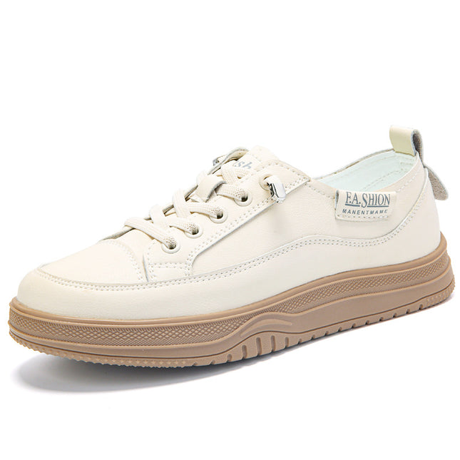 White Shoes Women's 2025 New Spring Women's Shoes Genuine Leather All-match Pregnant Women's Casual Shoes Soft Sole Sports Board Shoes