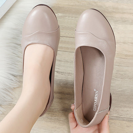 Mom's Shoes for the Elderly, Spring and Autumn Women's Soft-Soled Single Shoes, Work Shoes for Middle-Aged and Elderly, Non-Slip, 2026 New Model, Comfortable Leather Shoes