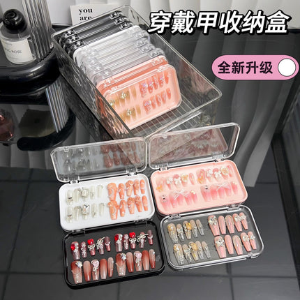 T1999 Light Luxury Wearable Nail Storage Box, Acrylic Large-Capacity Portable Transparent Nail Display Box