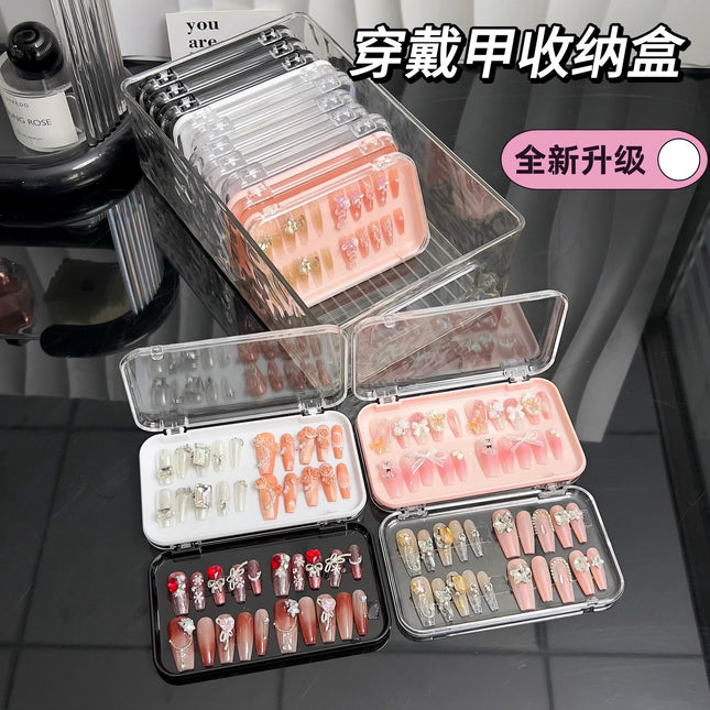 T1999 Light Luxury Wearable Nail Storage Box, Acrylic Large-Capacity Portable Transparent Nail Display Box