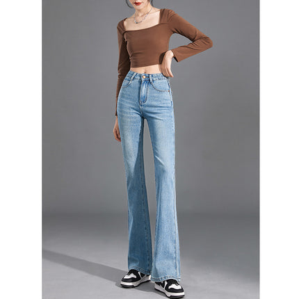 Flared Jeans for Women 2026 Spring New Style Slim Fit Versatile Skinny Four-Way Stretch High-Waisted Cropped Pants