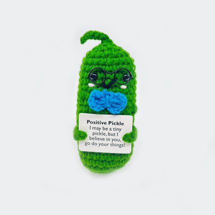 Cross-Border Finished Handmade Knitted Doll Cartoon Emotional Support Emoji Funny Cucumber Keychain Ornament Gift