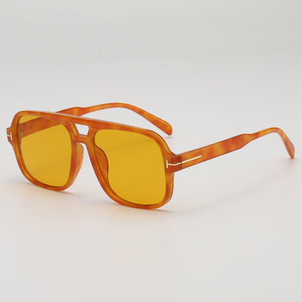 2025 retro double beam large frame small UV-proof sunglasses Korean style outdoor travel decorative flat glasses