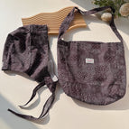 Hat and bag two-piece set, small cashew nut, dark purple / One size fits all