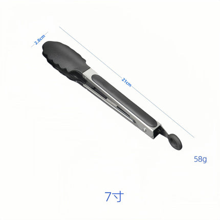 Silicone Clips for Kitchen Non-Stick Pans, Anti-Scalding and High Temperature Resistance, Household Barbecue and Steak Special Set, Stainless Steel Food Clips