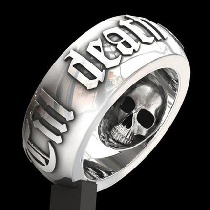 European and American Style Skull Ring Punk Rock Stylish Thai Silver Black Ring Dark Trendy Cool Jewelry for Men and Women