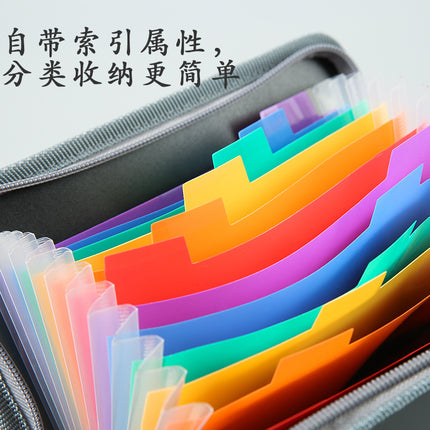 13 new edging zipper organ bag small portable bill storage multi-layer rainbow inside page file bag wholesale