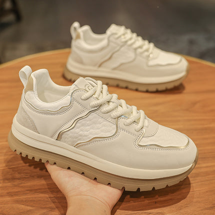 New Autumn Men's Casual Sneakers Trendy Fashion Breathable Versatile Thick-Soled White Shoes