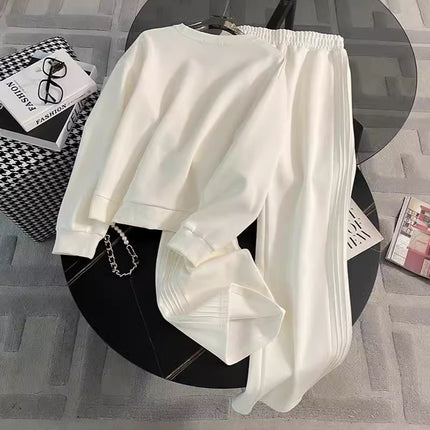 2025 early autumn new casual sweater sports suit wide leg pants two-piece design fashion sports suit women