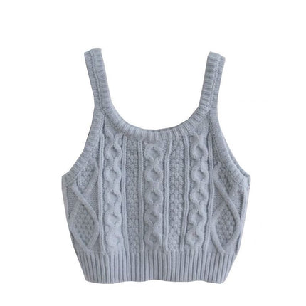 Autumn 2024 Short Japanese Twist Knitted Vest Long-sleeved Shirt Stacked on Instagram Style Two-piece Set