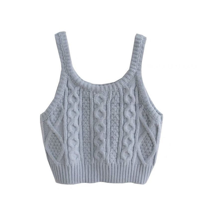 Autumn 2024 Short Japanese Twist Knitted Vest Long-sleeved Shirt Stacked on Instagram Style Two-piece Set