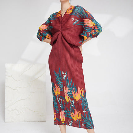 Cross-border Foreign Trade Dress dress Autumn Women's High-end Sense Women's Loose plus size Slim Pleated Dress Dress