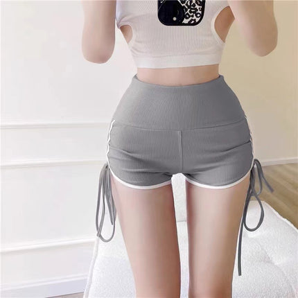 New Summer Quick-Drying Side Drawstring Sexy Hot Pants for Dancing, Fitness and Running, Breathable Three-Point Yoga Shorts for Women