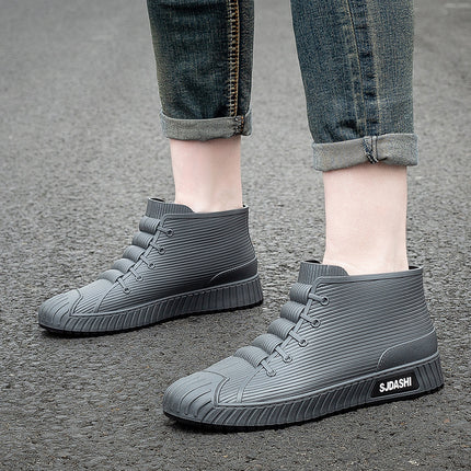 Fashion men's rain boots low fleece-lined kitchen fishing non-slip waterproof rain boots fleece-lined warm take-out work water shoes