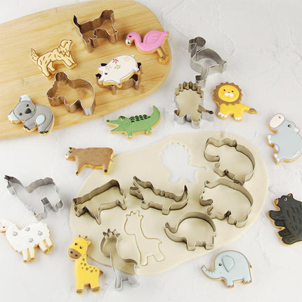Wholesale animal series stainless steel biscuit mould suit lion tiger elephant animal biscuit biscuit cutting mould