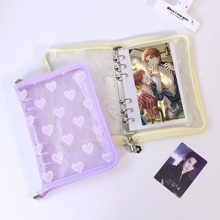 Lace Love A6 Loose-leaf Shell Star-chasing Card Collections Book Photo Album Sewing Zipper Exquisite Notepad