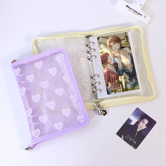 Lace Love A6 Loose-leaf Shell Star-chasing Card Collections Book Photo Album Sewing Zipper Exquisite Notepad