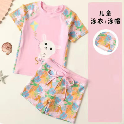 Children's swimwear boys and girls split swimwear swimming trunks suit children's summer quick-drying short-sleeved manufacturers wholesale