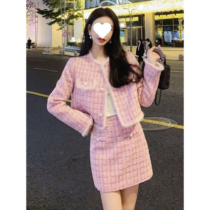 Thickened Small Fragrant Style suit Coat Women's Autumn and Winter 2024 New Arrival Small Autumn and Winter Goddess Wear Two-Piece Set