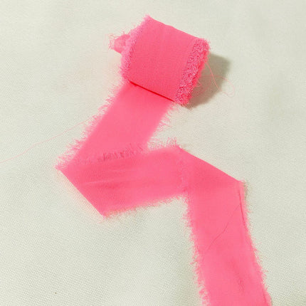 Ins Hand-Torn Raw Edge Ribbon Bouquet Satin Ribbon Ribbon Dried Rose Wedding Flowers Tied Chiffon Lace