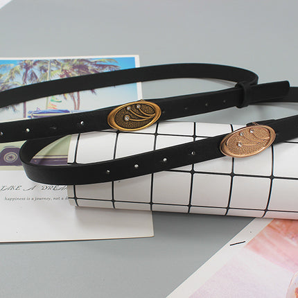 2022 summer New Belt Women's decorative all-match PU leather black belt women's leather