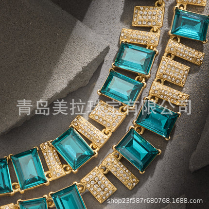 OSCAR Live Cross-border Shiny Glass Crystal Candy Elegant Light Luxury Antique Niche Design Necklace