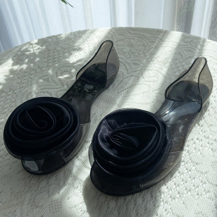 Fish Mouth Sandals Women's Flat Open Toe Jelly Shoes Transparent Flower Holiday Seaside Beach Shoes Cross-Border Dropshipping