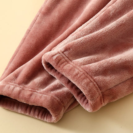 Extra thick 400g women's pajama pants winter coral fleece flannel home pants can be worn outside ankle-tied warm pants