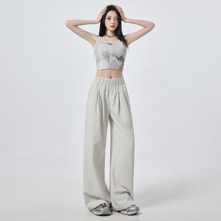 High-grade Tencel Casual Pants Women's Spring and Summer Thin Mori Lace Pants with Loosening Waist and Straight Straight Pants