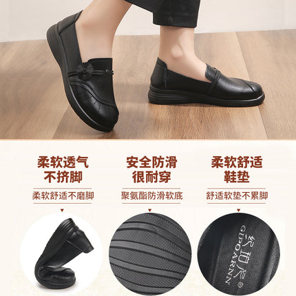 2026 Mom's Shoes for Middle-Aged and Elderly Women, Spring and Autumn Single Shoes with Soft Soles, Non-Slip, Comfortable New Style Soft Leather Shoes