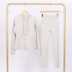 Off-white hooded stamped jacket and cropped pants suit / 2/S