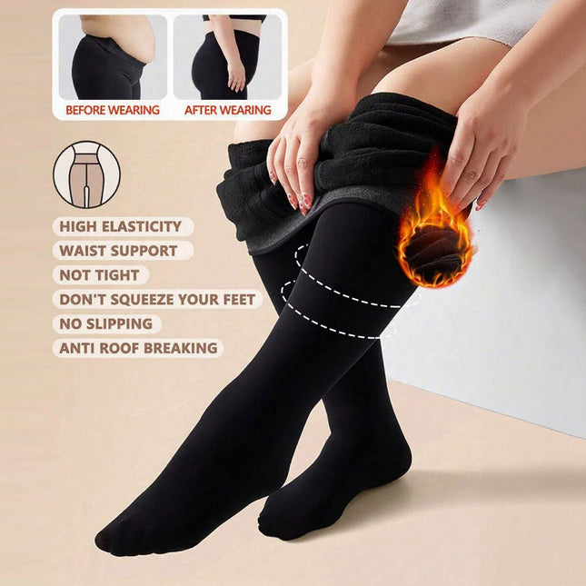 Cross-Border Popular Micro-Pressure Black Leggings 200g Fleece-Lined Thickeneded Large Size Women's One-Piece High-Waisted Pantyhose