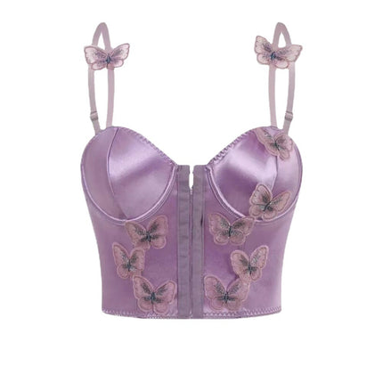 European and American Fashion Fishbone Brassiere Three-dimensional Butterfly Girly Heart High-end Camisole Vest with Buckle Outer Wear Beautiful Back Tube Top