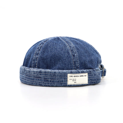 Denim Landlord Hat Cotton Men's Japanese Style Literary Melon Cap Women's Trendy Brand Retro American Sailor Hat Cloth Label Hat Wholesale