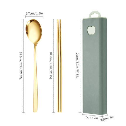 304 Stainless Steel Convenient Tableware Fork, Spoon and Chopsticks Three-Piece Set Outdoor Travel Student Storage Box Tableware Set