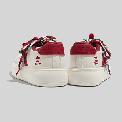Fashionable Thick-Soled Versatile Christmas-Style White Sneakers for Women, 2026 Spring New Model, Student Sports Casual German Training Sneakers