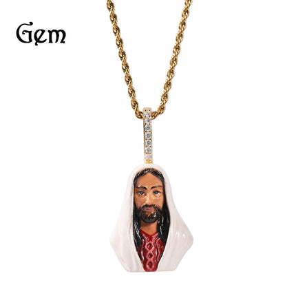 European and American New Products Copper Material Enamel Men's Avatar Personalized Hip-Hop Pendant Necklace Trendy Accessories Jewelry Wholesale