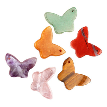 Natural Crystal Agate Stone Butterfly Pendant DIY Natural Stone Butterfly Bracelet Necklace Pendant Jewelry Accessories