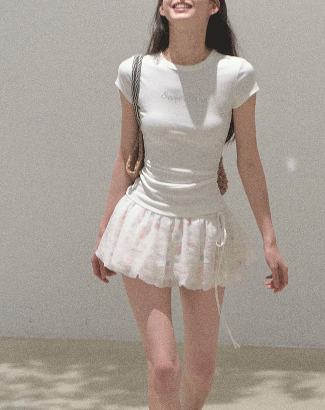 Oakmo/ "Soft Landing" Double-Layer Design Detachable Flower Cut Out Versatile Flower Bud Short Culottes