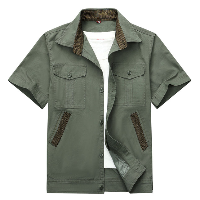 Summer Work Clothes Men's Thin Cotton Camouflage Short-sleeved Loose Construction Site Security Welding Clothes Workwear Labor Security Clothes Shirt