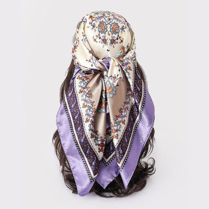 Spring and Autumn New Large Square Scarf Large Silk Scarf Decorative South Korea All-match Women's Scarf Headscarf Scarf Chic Style Hair Belt Art