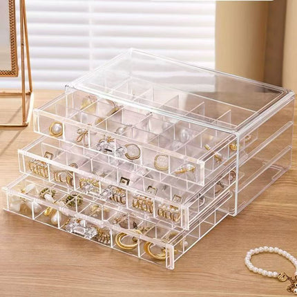 Jewelry Storage Box, Hand Jewelry, Earrings, Necklaces, Ear Studs, Anti-Oxidation Drawer-Type Acrylic Nail Art Jewelry Box
