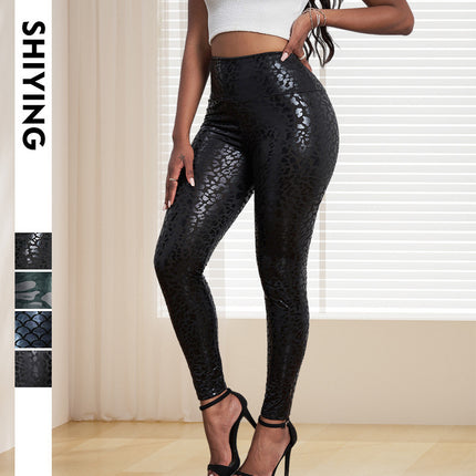 Trendy European and American Style Cropped Leggings for Women, Autumn New Elastic Animal Print Skinny Street Fashion Pants for Women