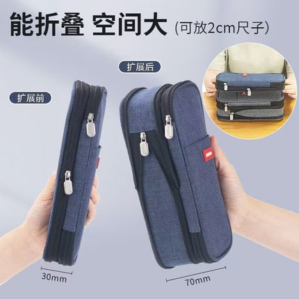 600D Multifunctional Stretchable Pencil Case Stationery Box High Color Value Large Capacity Multifunctional Stationery Pencil Case Portable